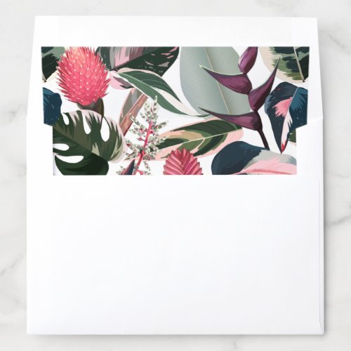 Pink Tropical Variegated Houseplants Pattern Envelope Liner
