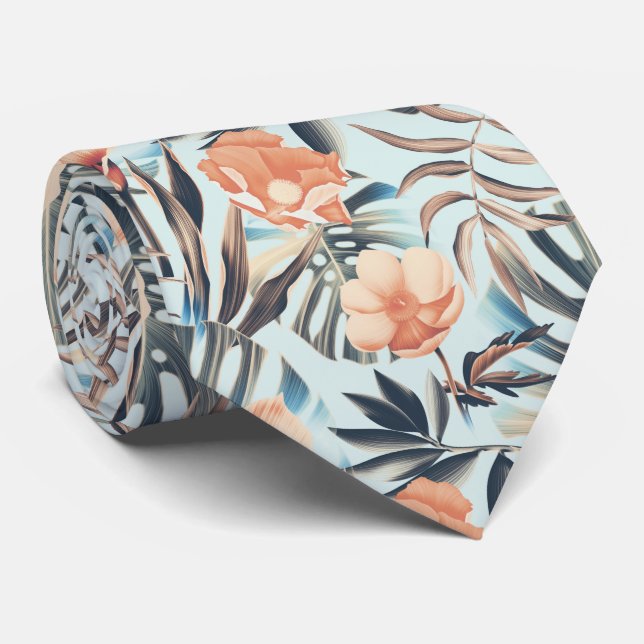 Pink Tropics Neck Tie (Rolled)