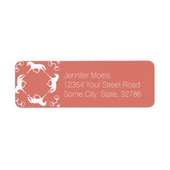 Pink Trotting Horses And Bits Pattern Label by PaintingPony at Zazzle