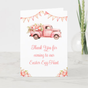 Pink Truck Easter Egg Hunt Letterpress Thank You Card