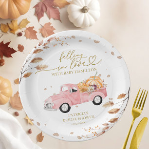 Pink Truck Fall Pumpkin Girl Baby Shower Paper Plates