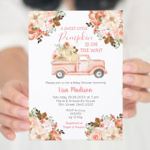 Pink Truck Peach Baby Shower Invitation