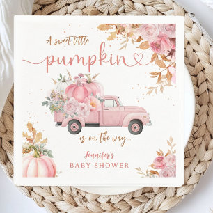 Pink Truck Pumpkin Baby Shower Fall Party Paper Napkins
