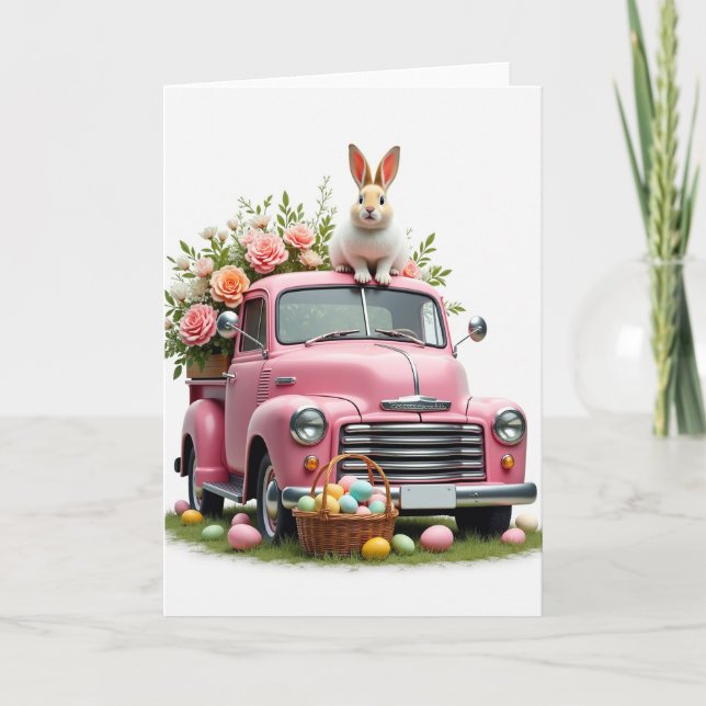 Pink Truck Springtime Bloom Card (Front)