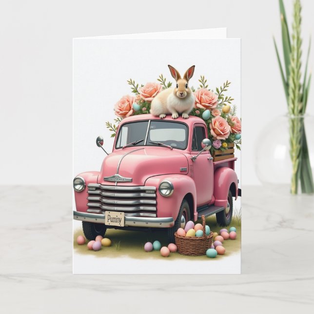 Pink Truck Springtime Joy Card (Front)
