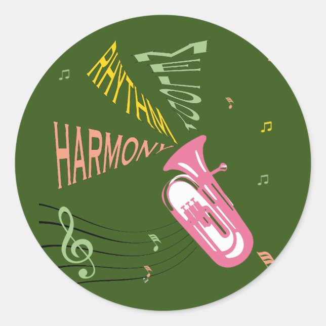 Pink trumpet classic round sticker (Front)