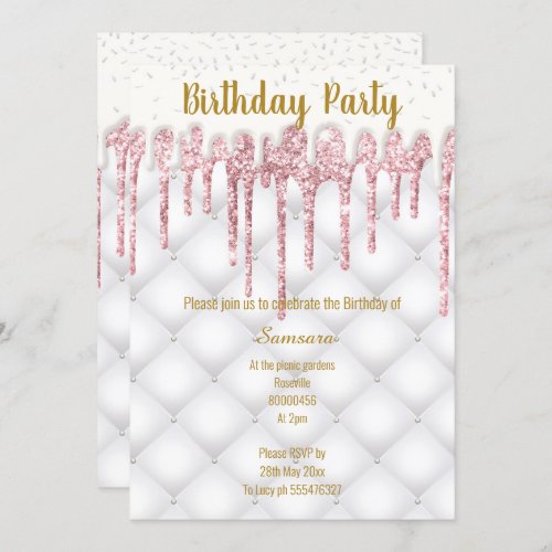 PINK TUFTED CAKE  ALL OCCASION BIRTHDAY INVITATION