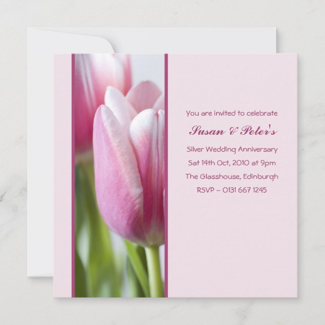 Pink Tulip Anniversary Invitation (Front)