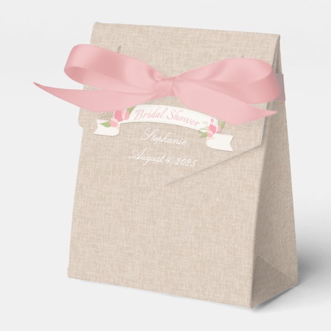 Pink Tulip Banner, Bridal Shower Favor Boxes (Front Side)