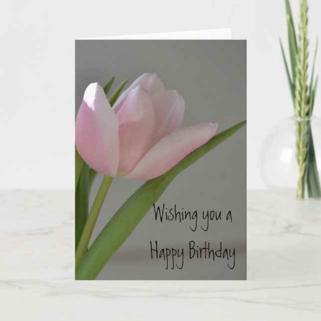 Pink Tulip Birthday Card (Front)