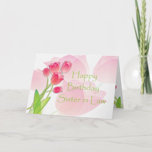 Pink Tulip Birthday Card for Sister-in-law (Front)