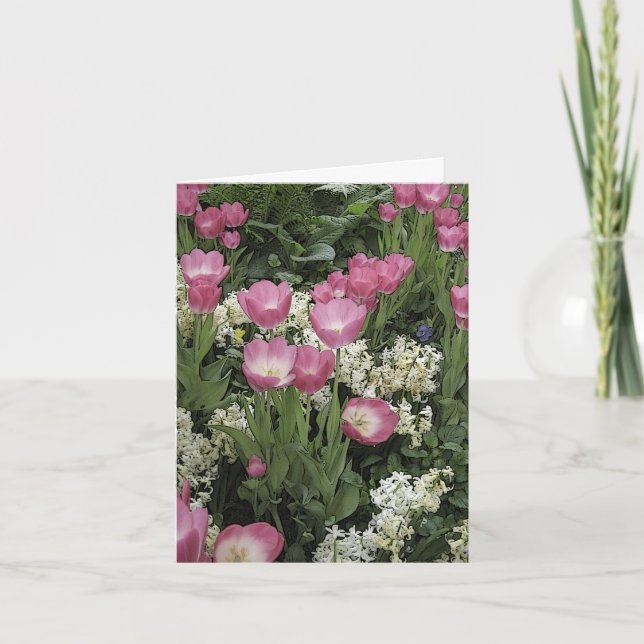 Pink Tulip Blank Note Card (Front)