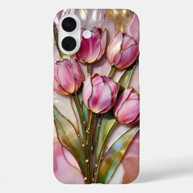 Pink Tulip Bouquet Phone Case Floral Gift (Back)