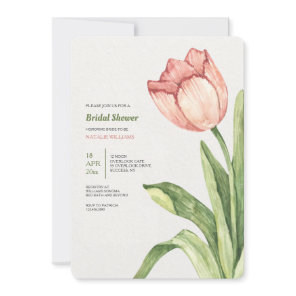 Pink Tulip Bridal Shower Invitation