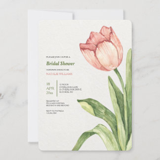Pink Tulip Bridal Shower Invitation
