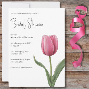 Pink Tulip Bridal Shower Invitation
