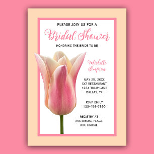 Pink Tulip Bridal Shower Wedding Invitation