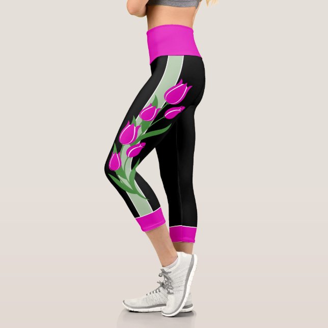 Pink Tulip Capri Leggings (Left)