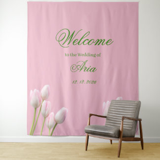 pink tulip Coastal Cowgirl Wedding welcome Tapestry
