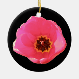 Pink Tulip Custom Birthday Ceramic Ornament