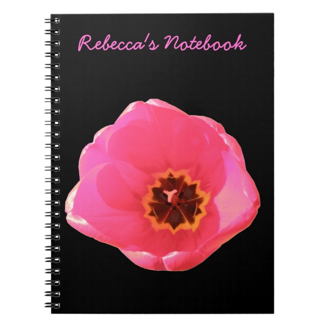 Pink Tulip Customizable Notebook (Front)