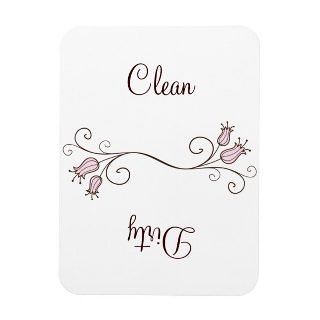 Pink Tulip Dishwasher Clean - Dirty Magnets (Vertical)