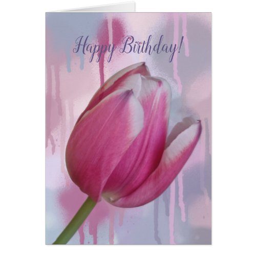 Pink tulip dripping paint background  custom text