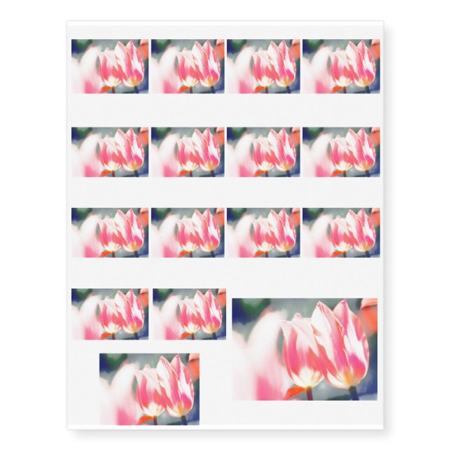 Pink Tulip Duo Sketch Temporary Tattoos (Front)