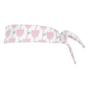 Pink Tulip Floral Minimalistic Simple Girly Cute Tie Headband
