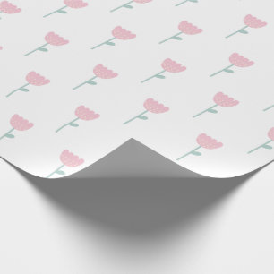Pink Tulip Floral Minimalistic Simple Wrapping Paper