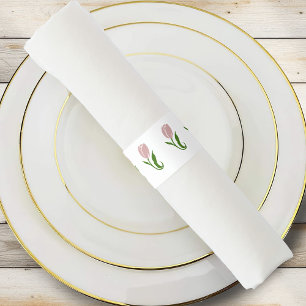 Pink Tulip Floral Napkin Bands