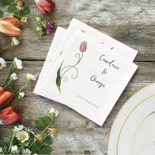 Pink Tulip Floral Paper Dinner Napkins