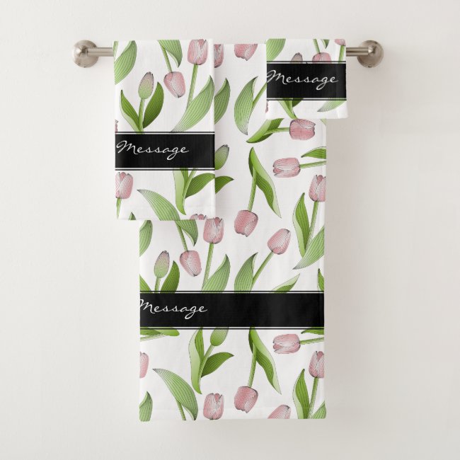 Pink Tulip Floral Patten Modern Chic Personalized