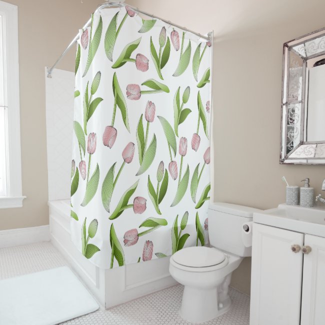 Pink Tulip Floral Pattern Elegant Chic