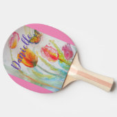 Pink Tulip Floral Watercolor Ping Pong Paddle (Side)