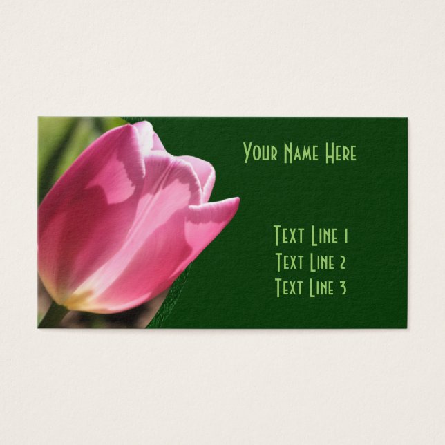 Pink Tulip Flower Business Card (Front)