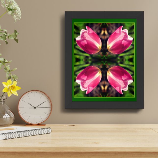 Pink Tulip Flower In Sunlight Abstract Framed Art (Table Top)