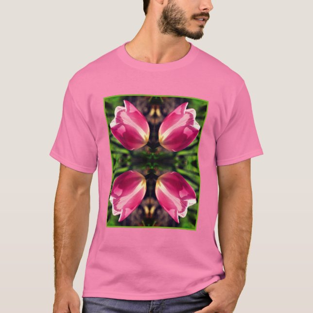 Pink Tulip Flower In Sunlight Abstract T-Shirt (Front)