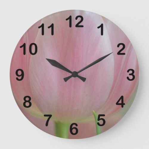 Pink Tulip Flower Large Clock