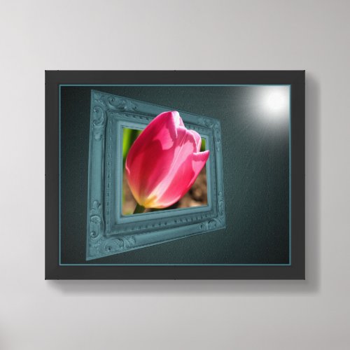 Pink Tulip Flower Out Of Frame Floral Framed Framed Art