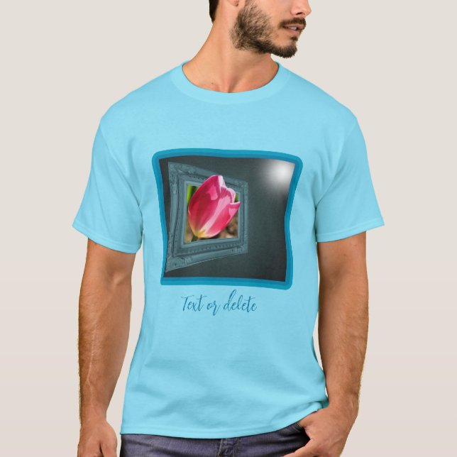 Pink Tulip Flower Out Of Frame Personalized T-Shirt (Front)