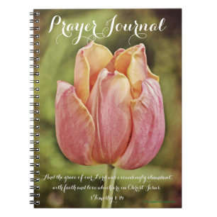 Pink Tulip Flower Prayer Journal Notebook