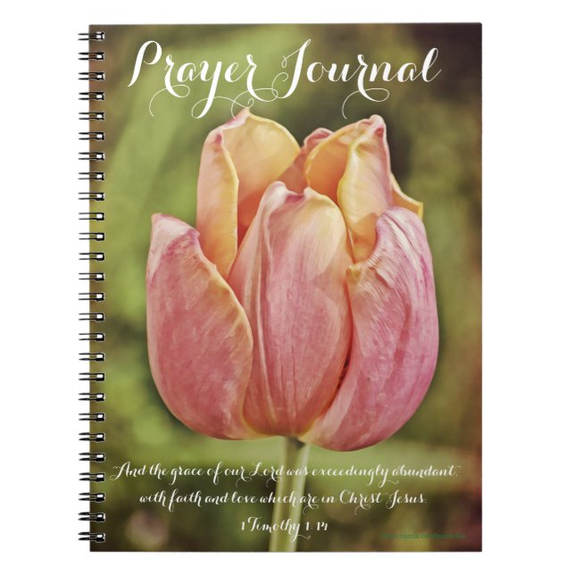 Pink Tulip Flower Prayer Journal Notebook (Front)