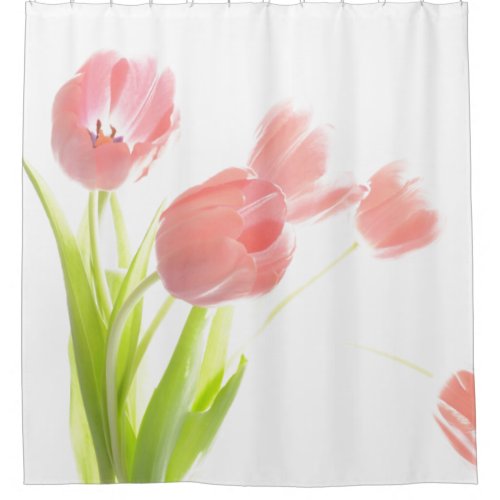 Pink tulip flower shower curtain