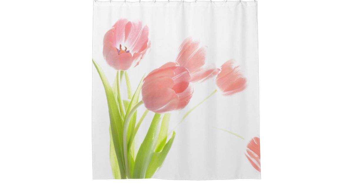 Pink Tulip Flower Shower Curtain, Flower Shower Curtain