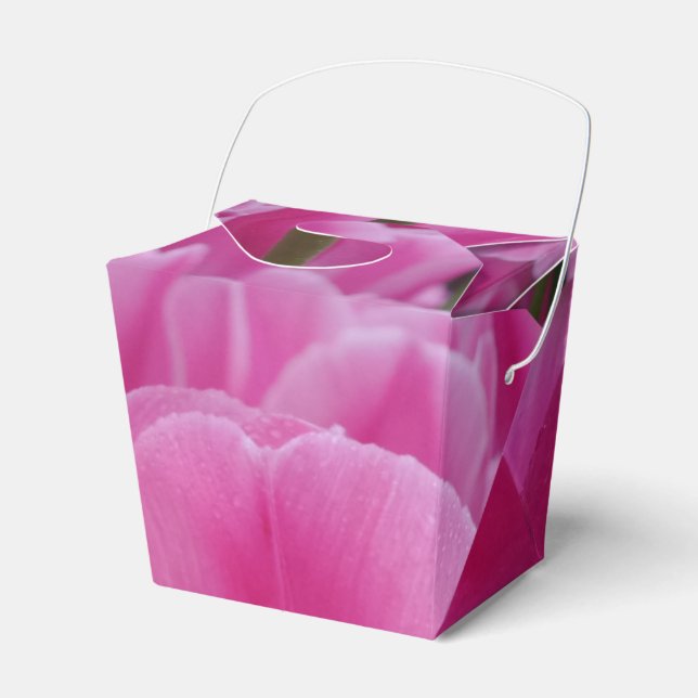 Pink Tulip Flower Take Out Favor Box (Front Side)