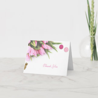 Pink tulip flower thankyou personalized notecards