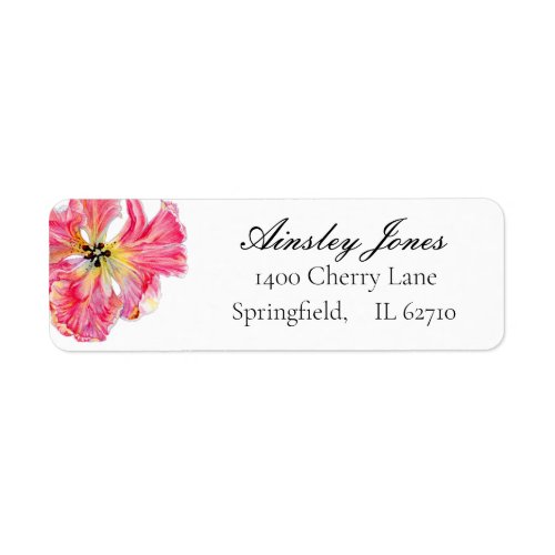 Pink Tulip flower watercolor Label