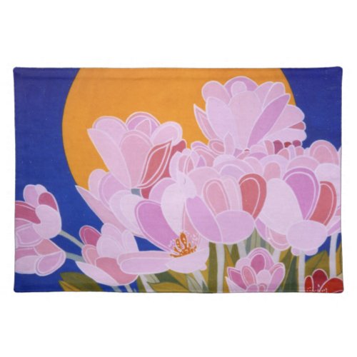 Pink Tulip Flowers Cloth Placemat