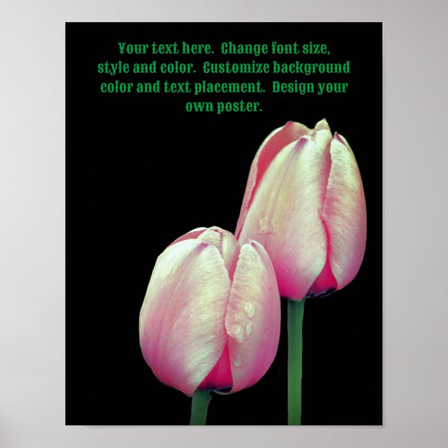 Pink Tulip Flowers Create Your Own Poster (Front)